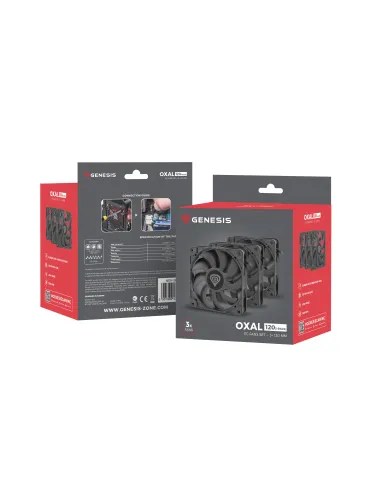 GENESIS Oxal 120 Carcasa del ordenador Ventilador 12 cm Negro 3 pieza(s)