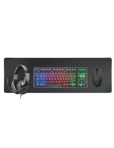 Mars Gaming MCP-RGB3, Pack Gaming Teclado Fixed RGB + Ratón Gaming RGB Flow 3200 DPI + Auriculares Over-Ear RGB + Alfombrilla