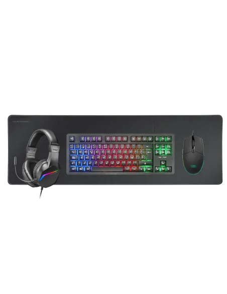 Mars Gaming MCP-RGB3, Pack Gaming Teclado Fixed RGB + Ratón Gaming RGB Flow 3200 DPI + Auriculares Over-Ear RGB + Alfombrilla