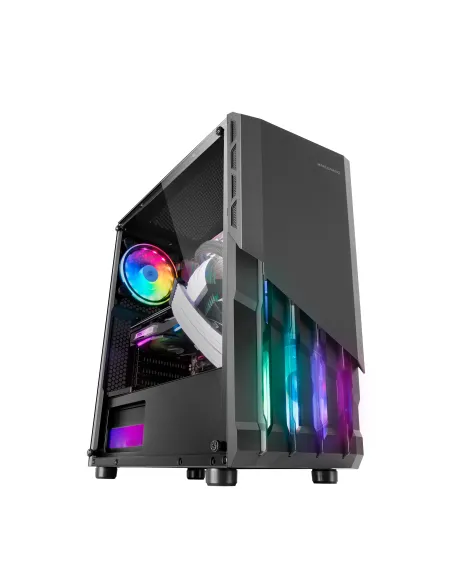Mars Gaming MC-X2, Caja PC Gaming ATX, Frontal Acero FRGB, 2 Ventiladores 12cm FRGB, Ventana Lateral Completa, Negro