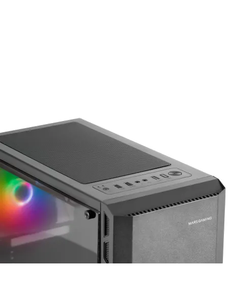 Mars Gaming MC-X2, Caja PC Gaming ATX, Frontal Acero FRGB, 2 Ventiladores 12cm FRGB, Ventana Lateral Completa, Negro