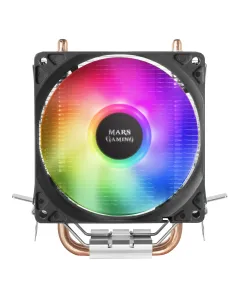 Mars Gaming MCPUARGB, Disipador CPU RGB, 2 Heatpipes HCT, TDP 130W, Silencioso, PWM 2