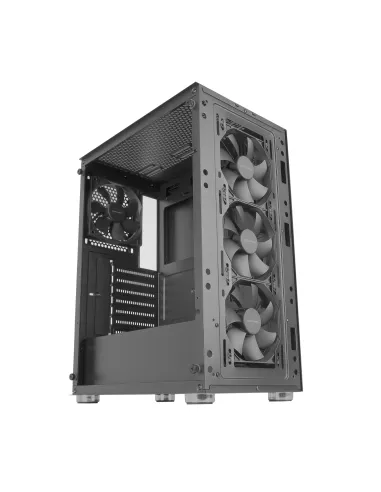 Mars Gaming MC-3000 Negro, Semitorre Gaming ATX, Ventana Completa Cristal Templado, Frontal Metal-Mesh, 4x Ventiladores 120mm