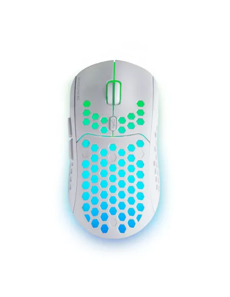 Mars Gaming MMW3W, Ratón Gaming Inalámbrico, RGB Flow, Ultraligero 79 g, 3200 DPI, Blanco