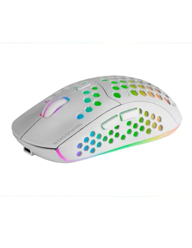 Mars Gaming MMW3W, Ratón Gaming Inalámbrico, RGB Flow, Ultraligero 79 g, 3200 DPI, Blanco