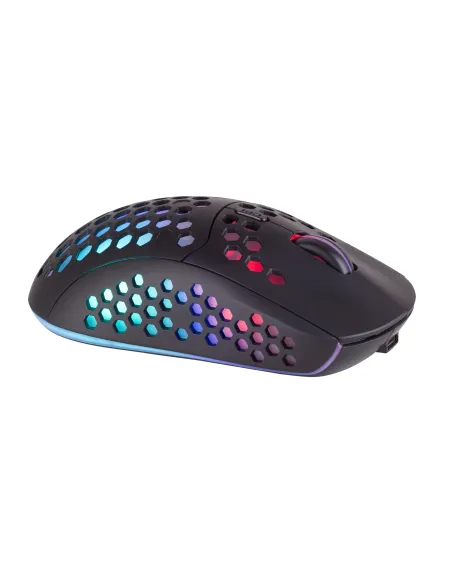 Mars Gaming MMW3, Ratón Gaming Inalámbrico, RGB Flow, Ultraligero 79g, 3200DPI, Negro