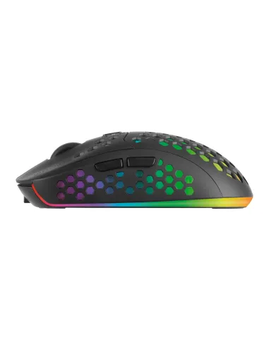 Mars Gaming MMW3, Ratón Gaming Inalámbrico, RGB Flow, Ultraligero 79g, 3200DPI, Negro