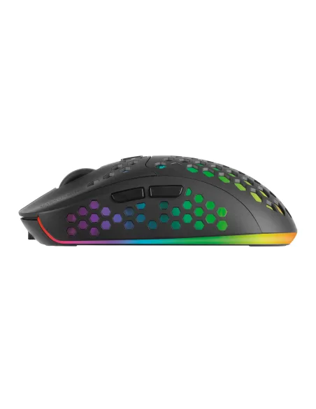 Mars Gaming MMW3, Ratón Gaming Inalámbrico, RGB Flow, Ultraligero 79g, 3200DPI, Negro