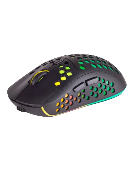 Mars Gaming MMW3, Ratón Gaming Inalámbrico, RGB Flow, Ultraligero 79g, 3200DPI, Negro