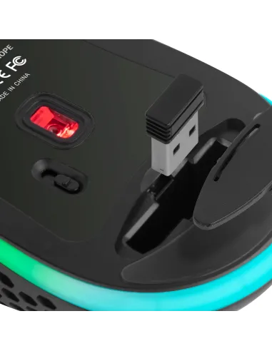 Mars Gaming MMW3, Ratón Gaming Inalámbrico, RGB Flow, Ultraligero 79g, 3200DPI, Negro