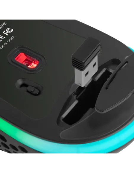 Mars Gaming MMW3, Ratón Gaming Inalámbrico, RGB Flow, Ultraligero 79g, 3200DPI, Negro