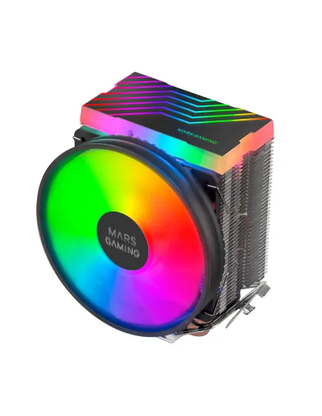 Mars Gaming MCPU33, Disipador CPU Dual FRGB, 3 Heatpipes HCT, TDP 140W, Ventilador Ultra-silencioso PWM 11 cm, Color Negro
