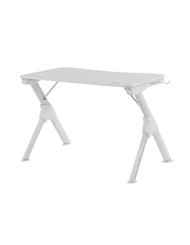 Mars Gaming MGD, Mesa Ergonómica Gaming, Soporte Auriculares y Bebidas, Escritorio PC, 110x60cm, Blanco