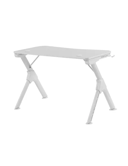 Mars Gaming MGD, Mesa Ergonómica Gaming, Soporte Auriculares y Bebidas, Escritorio PC, 110x60cm, Blanco