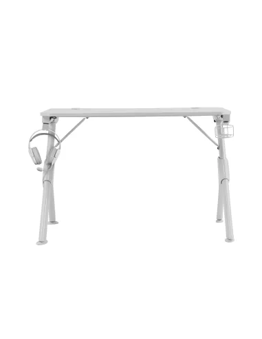 Mars Gaming MGD, Mesa Ergonómica Gaming, Soporte Auriculares y Bebidas, Escritorio PC, 110x60cm, Blanco