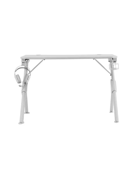 Mars Gaming MGD, Mesa Ergonómica Gaming, Soporte Auriculares y Bebidas, Escritorio PC, 110x60cm, Blanco