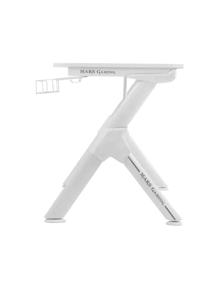 Mars Gaming MGD, Mesa Ergonómica Gaming, Soporte Auriculares y Bebidas, Escritorio PC, 110x60cm, Blanco
