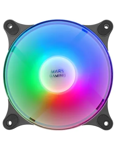 Mars Gaming MFDUO, Kit 2 Ventiladores FRGB Rainbow 360°, Ultra-silencioso, Doble Conexión 3PIN + 4PIN, Negro