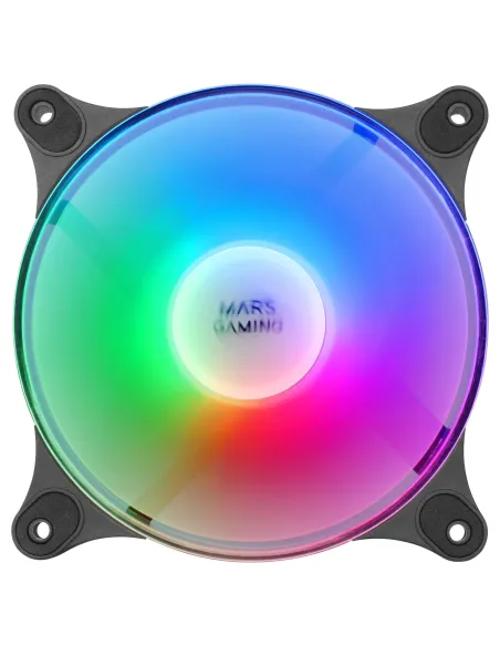 Mars Gaming MFDUO, Kit 2 Ventiladores FRGB Rainbow 360°, Ultra-silencioso, Doble Conexión 3PIN + 4PIN, Negro