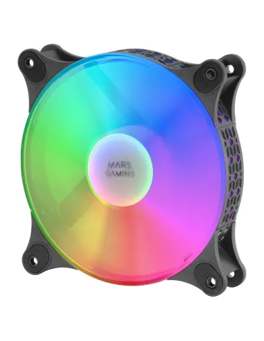 Mars Gaming MFDUO, Kit 2 Ventiladores FRGB Rainbow 360°, Ultra-silencioso, Doble Conexión 3PIN + 4PIN, Negro