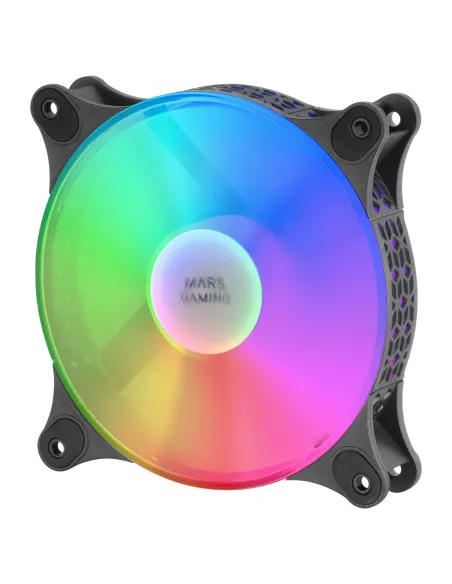 Mars Gaming MFDUO, Kit 2 Ventiladores FRGB Rainbow 360°, Ultra-silencioso, Doble Conexión 3PIN + 4PIN, Negro