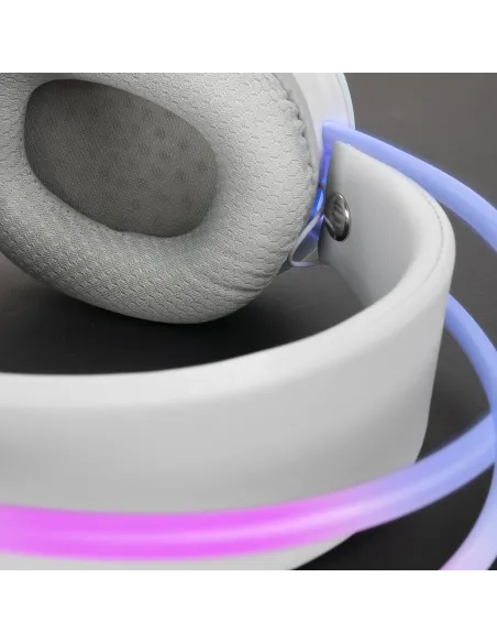 Mars Gaming MH-GLOW Blanco, Auriculares 360° Full Chroma RGB Flow, Micrófono Cancelación de Ruido, Diseño Ultra-ligero,