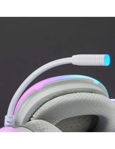 Mars Gaming MH-GLOW Blanco, Auriculares 360° Full Chroma RGB Flow, Micrófono Cancelación de Ruido, Diseño Ultra-ligero,
