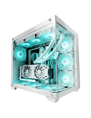 Mars Gaming MCV4 Blanco, Torre Gaming Custom XXL E-ATX, Ventana Cristal Templado Lateral y Frontal Sin Marco, Estructura
