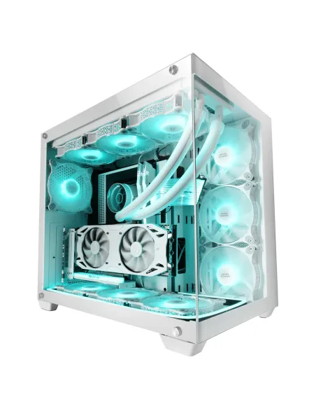 Mars Gaming MCV4 Blanco, Torre Gaming Custom XXL E-ATX, Ventana Cristal Templado Lateral y Frontal Sin Marco, Estructura