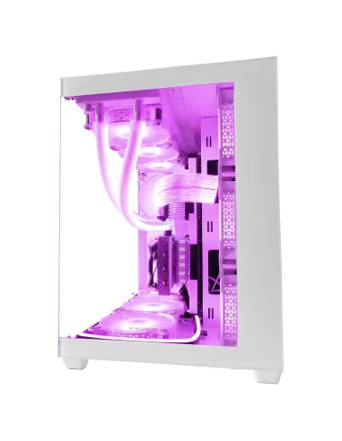Mars Gaming MCV4 Blanco, Torre Gaming Custom XXL E-ATX, Ventana Cristal Templado Lateral y Frontal Sin Marco, Estructura