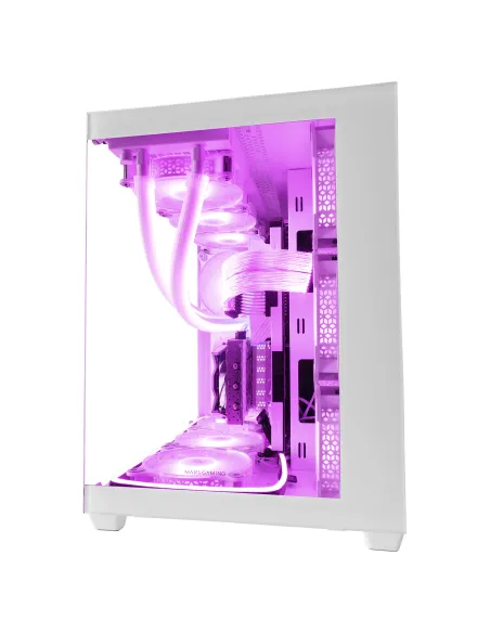 Mars Gaming MCV4 Blanco, Torre Gaming Custom XXL E-ATX, Ventana Cristal Templado Lateral y Frontal Sin Marco, Estructura