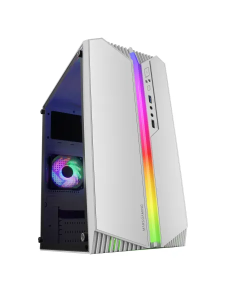 Mars Gaming MC-S1, Caja PC Compacta Gaming Micro-ATX, Iluminación ARGB 12 Modos, Ventilador FRGB, Ventana Lateral Completa RGB,