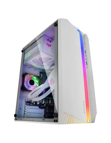 Mars Gaming MC-S1, Caja PC Compacta Gaming Micro-ATX, Iluminación ARGB 12 Modos, Ventilador FRGB, Ventana Lateral Completa RGB,
