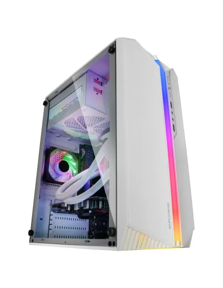 Mars Gaming MC-S1, Caja PC Compacta Gaming Micro-ATX, Iluminación ARGB 12 Modos, Ventilador FRGB, Ventana Lateral Completa RGB,