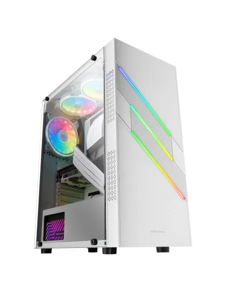Mars Gaming MC-U3, Caja PC Gaming ATX XL, Frontal Triple ARGB, Ventilador 12cm ARGB, Ventana Cristal Templado, Blanco