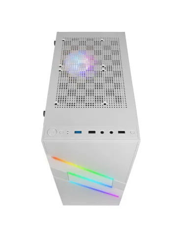 Mars Gaming MC-U3, Caja PC Gaming ATX XL, Frontal Triple ARGB, Ventilador 12cm ARGB, Ventana Cristal Templado, Blanco