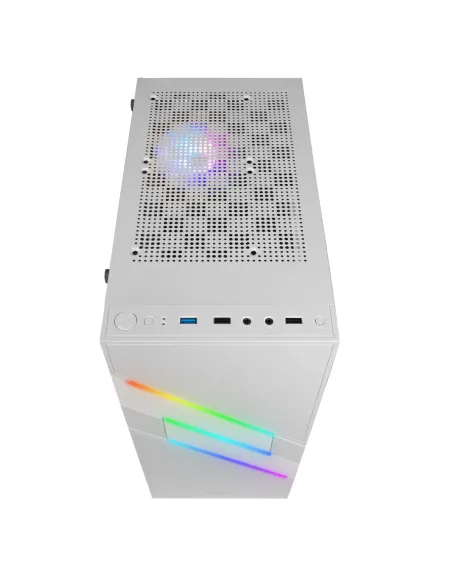 Mars Gaming MC-U3, Caja PC Gaming ATX XL, Frontal Triple ARGB, Ventilador 12cm ARGB, Ventana Cristal Templado, Blanco