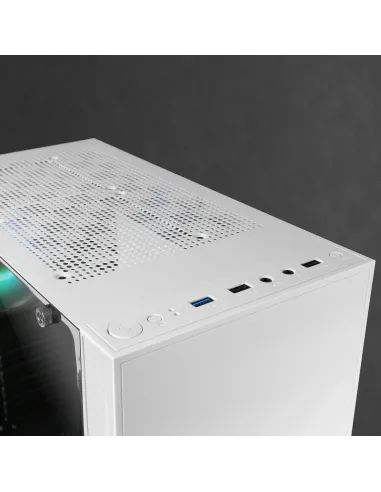 Mars Gaming MC-U3, Caja PC Gaming ATX XL, Frontal Triple ARGB, Ventilador 12cm ARGB, Ventana Cristal Templado, Blanco