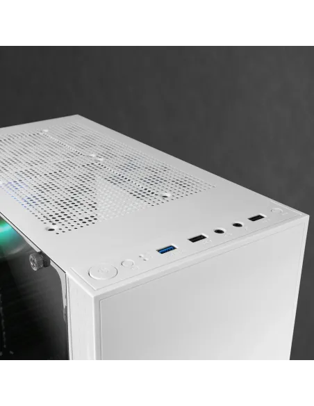 Mars Gaming MC-U3, Caja PC Gaming ATX XL, Frontal Triple ARGB, Ventilador 12cm ARGB, Ventana Cristal Templado, Blanco