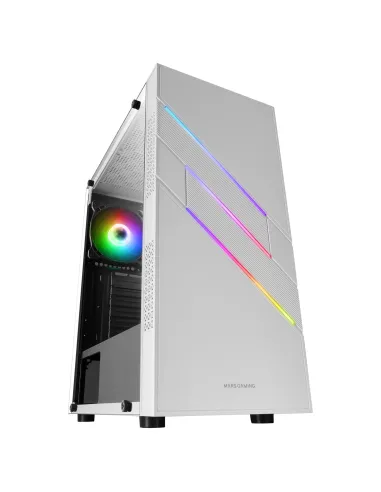 Mars Gaming MC-U3, Caja PC Gaming ATX XL, Frontal Triple ARGB, Ventilador 12cm ARGB, Ventana Cristal Templado, Blanco