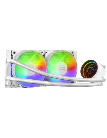 Mars Gaming ML-ONE240 Blanco, Refrigeración Líquida CPU, TDP 400W, Espejo Infinito, 2 Ventiladores FRGB Silenciosos,