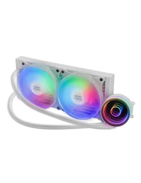 Mars Gaming ML-ONE240 Blanco, Refrigeración Líquida CPU, TDP 400W, Espejo Infinito, 2 Ventiladores FRGB Silenciosos,