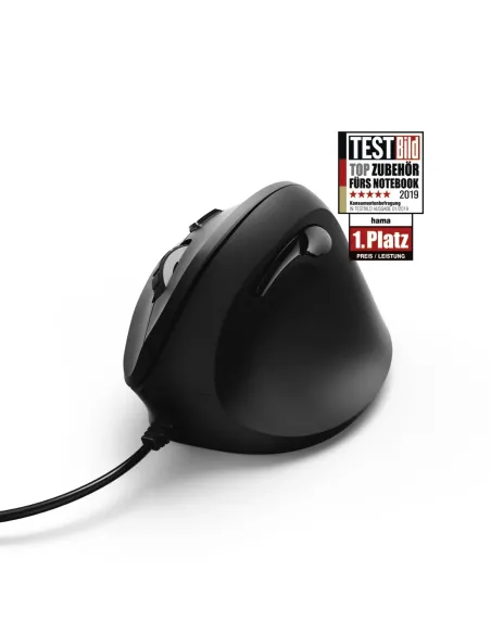 Hama | Ratón EMC-500 con cable, ratón ergonómico, hasta 1800 ppp, 6 botones, color Negro
