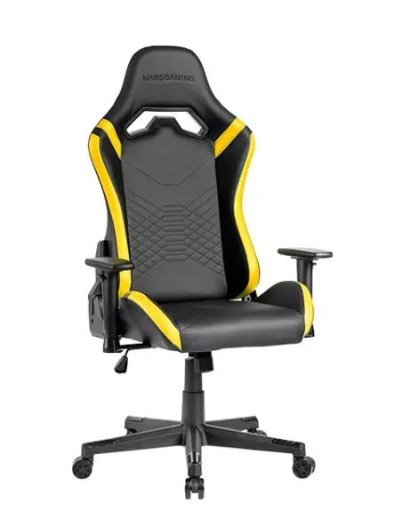 Mars Gaming MGC-PRO, Silla Gaming Profesional, Acabado Cuero PU, Reposabrazos 2D y Respaldo Reclinable 135°, Cojines Lumbar y