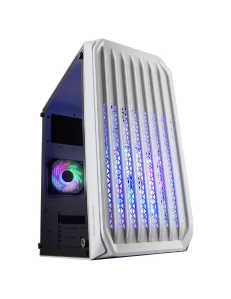 Mars Gaming MC-S2, Caja PC Compacta Gaming Micro-ATX, 2 Ventiladores FRGB Raibow con Rejilla Frontal, Ventana Lateral Completa,