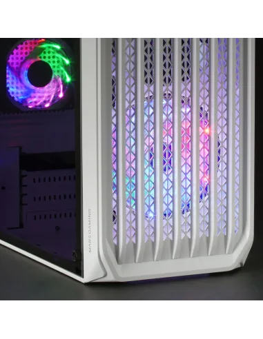 Mars Gaming MC-S2, Caja PC Compacta Gaming Micro-ATX, 2 Ventiladores FRGB Raibow con Rejilla Frontal, Ventana Lateral Completa,