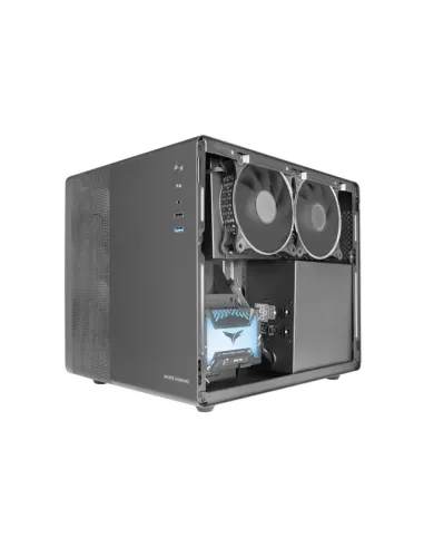 Mars Gaming MC-MPRO Negro, Caja Profesional Compacta Micro-ATX, Ventana Lateral Completa Cristal Templado, 3x Ventiladores