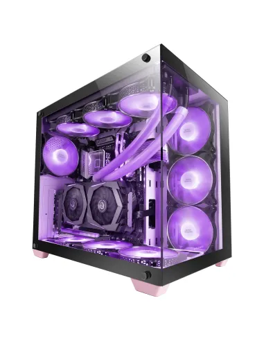 Mars Gaming MCV4 Rosa, Torre Gaming Custom XXL E-ATX, Ventana Cristal Templado Lateral y Frontal Sin Marco, Estructura Modular