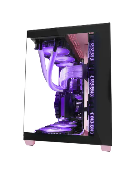 Mars Gaming MCV4 Rosa, Torre Gaming Custom XXL E-ATX, Ventana Cristal Templado Lateral y Frontal Sin Marco, Estructura Modular