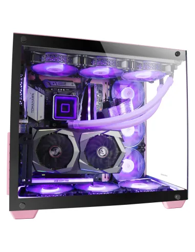 Mars Gaming MCV4 Rosa, Torre Gaming Custom XXL E-ATX, Ventana Cristal Templado Lateral y Frontal Sin Marco, Estructura Modular